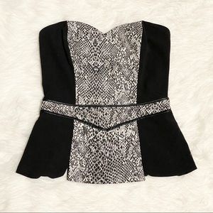 GUESS Black & GRAY Print Strapless Top